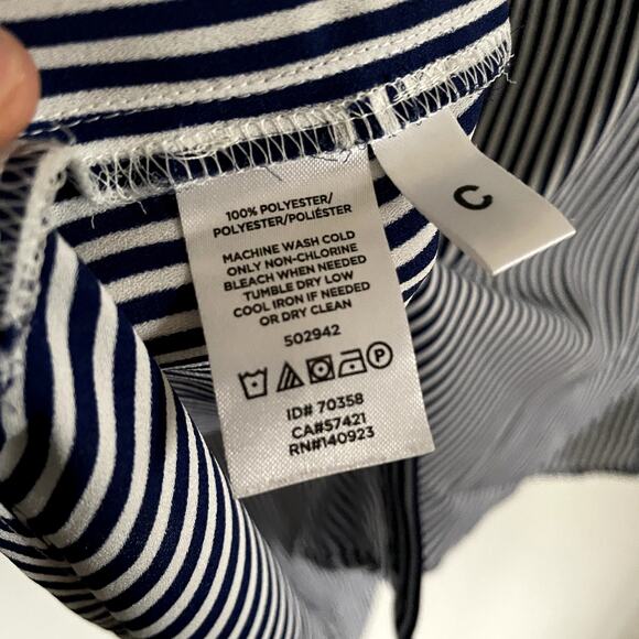 Ann Taylor LOFT Striped Dolman Cap Sleeve Shirt Size S Blue White Button Down - Picture 7 of 8